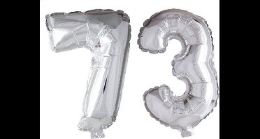 Folieballon 73 jaar zilver 41cm