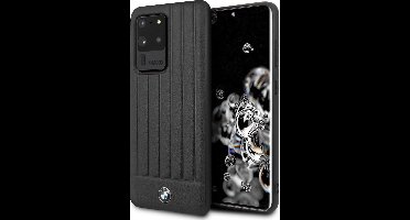 BMW Leather Back Cover - Geschikt voor Samsung Galaxy S20 Ultra - Zwart