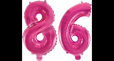 Folieballon 86 jaar roze 86cm