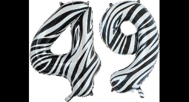 Folieballon 49 jaar zebra 86cm
