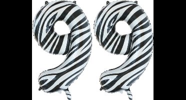 Folieballon 99 jaar zebra 86cm