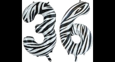 Folieballon 36 jaar zebra 86cm
