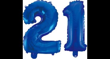 Folieballon 21 jaar blauw 86cm
