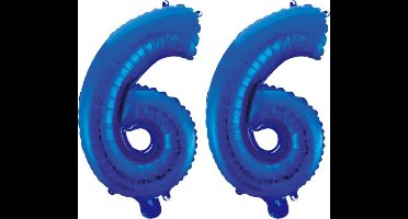 Folieballon 66 jaar blauw 86cm