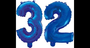 Folieballon 32 jaar blauw 86cm