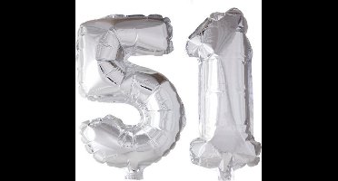 Folieballon 51 jaar zilver 86cm
