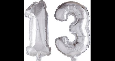 Folieballon 13 jaar zilver 86cm