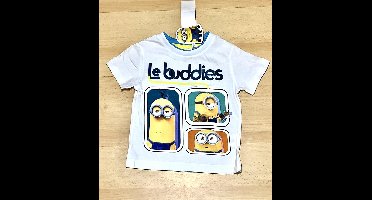 Minions T-shirt - Le Buddies - wit - maat 92/98 (3 jaar)
