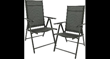 MaxxGarden Aluminium Tuinstoel - Campingstoel Inklapbaar - Kampeerstoel Opvouwbaar - 2 stuks Vouwstoelen - Zwart/Zwart