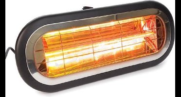 Perel Terras-/parasolverwarmer, 2000 W, low glare, met aan-/uitschakelaar, beugel voor plafond- en wandmontage, spatwaterdicht, 1 warmteniveau, metaal, zwart