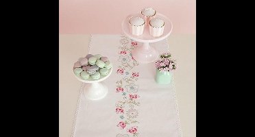 Rico Design tafellopertje bloemen en blauwe vlinders 67366.52.18 voorbedrukt borduren in platsteek