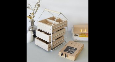 Balvi Sieradendoosje Dames 30 X 19,5 X 17 Cm Hout Naturel/wit