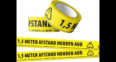 Tape "1,5 meter afstand houden AUB"