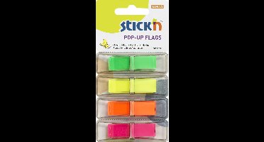 Stick'n Index tabs in houder - 45x12mm, neon met perforatie, 160 sticky tabs, bladwijzers