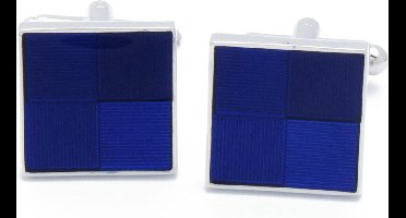 Manchetknopen - 4 Vlakken met Ribbels Blauw