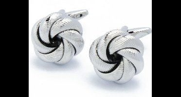 Manchetknopen - Ronde Knoop Bloem Zilverkleurig