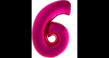 Cijferballon folie nummer 6 | Opblaascijfer 6 roze 102cm