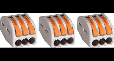 Wago Lasklem 222-413 0.8-4mm² - 3 Klemposities - Grijs - 3-Pack