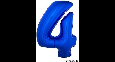 Folieballon Blauw Cijfer '4' Groot