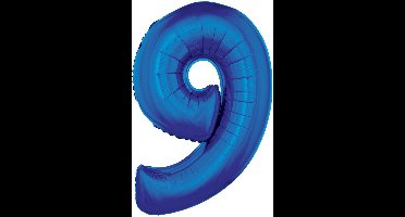 Folieballon Blauw Cijfer '9' Groot