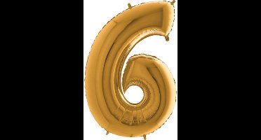 Folieballon - cijfer 6 - goud - Grabo Balloons - 66cm