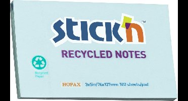 Stick'n recycled sticky notes - 76x127mm, pastel blauw, 100 memoblaadjes