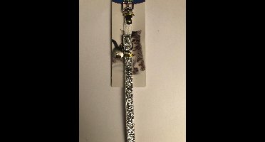 kattenhalsband zilver glitter / kattenbandje met zilver kleurig hartje 35 cm lang / kan worden ingekort