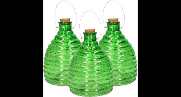Svenska Living Wespenval - Set van 3x stuks - groen - 21 cm - glas - wespenvanger - wespenglas - Insectenvangers/insectenvallen - wespen pot