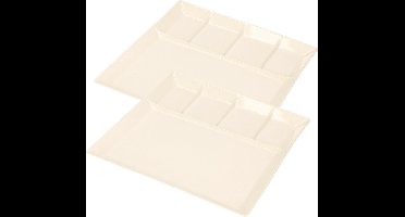 Svenska Living Vakjesbord - 10x stuks - 5-vaks - wit - bord met vakjes - fonduebord - gourmetbord - 24 cm