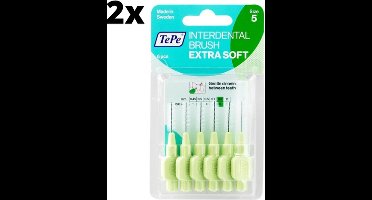 TePe Extra Soft Lichtgroen 0,8mm - 2 x 6 stuks - Voordeelverpakking