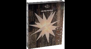 Svenska Living Kerstster lampion - verlicht - wit - 35 cm - kunststof - batterij - kerstverl - Kerststerren met licht - kerstversiering