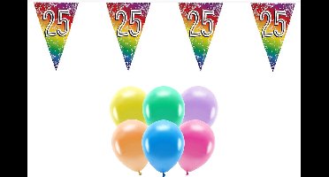 Boland Party - 25e jaar verjaardag feestartikelen - versiering - 100x ballonnen - 2x leeftijd vlaggetjes