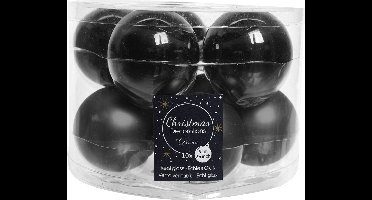 Decoris Kerstballen set - 10x stuks - zwart glas - 6 cm - glans/mat - kerstversiering