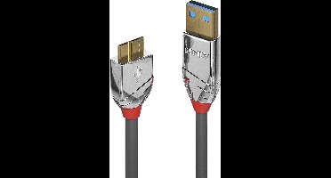 LINDY 36657 USB-kabel USB 3.2 Gen1 USB-A stekker, USB-micro-B 3.0 stekker 1.00 m Grijs