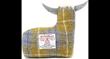 Deurstopper Schotse Hooglander Mustard/Blue - Harris Tweed - Handgemaakt - Caroline Wolfe Murray Scotland