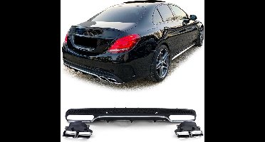 Passend Voor Mercedes C Klasse W205 C63 AMG Look Uitlaten met Sport Diffuser Chrome Uitlaat Sierstuk