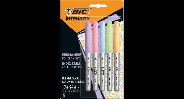 BIC Intensity Permanent Marker - Viltstift - 5 stuks - Pastel alcoholstift - Medium punt 1.8mm