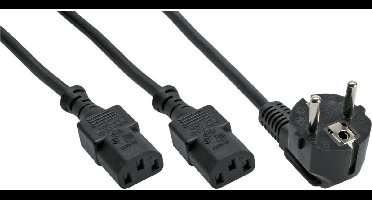 Netsnoer (C13) splitter VDE 2 meter Zwart