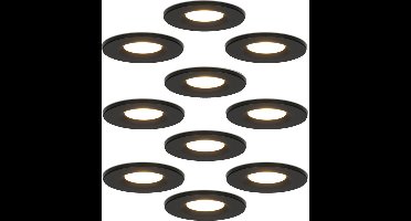 HOFTRONIC - 10x Venezia Badkamer spotjes Zwart - Kleine inbouwdiepte 45mm - 2700K Extra warm wit - IP65 inbouwspots voor badkamer, keuken en woonkamer - 6 Watt 650 Lumen