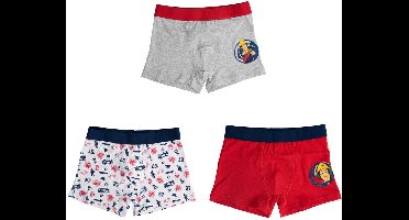 Brandweerman Sam onderbroek - Set van 3 stuks - Boxershort - Rood/Grijs - Katoen - Maat 122/128
