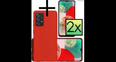Hoesje - Met 2x Screenprotector - Geschikt voor Samsung Galaxy A23 - Sterk & Shockproof - Back Cover - Siliconen Case - Telefoon Hoes - Rood