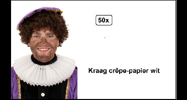 50x Kraag crêpe-papier wit - Sint en Piet thema feest sinterklaas feest kragen