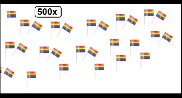 500x Cocktailprikker vlag Regenboog - Rainbow Cocktail prikker worst tapas hapjes festival thema feest