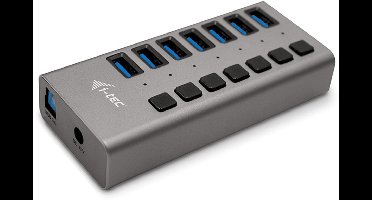 i-Tec - USB 3.0 Oplaad Hub – 7 Poorten – Met 36W Power Adapter – Snelle Dataoverdracht & Laadfunctie – Plug & Play – Voor Laptop & PCi