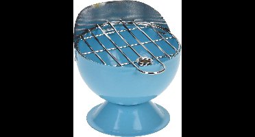 Excellent Houseware Asbak - in BBQ vorm - metaal - 12 cm - blauw - voor binnen / buiten
