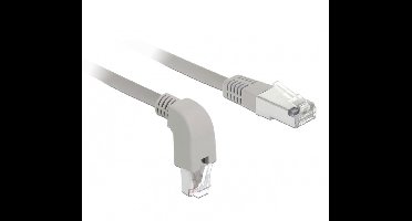 S/FTP CAT6a 10 Gigabit netwerkkabel haaks naar boven / recht / grijs - LSZH - 0,50 meter