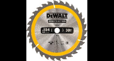 DeWALT Cirkelzaagblad voor Hout | Construction | Ø 184mm Asgat 16mm 30T - DT1940-QZ