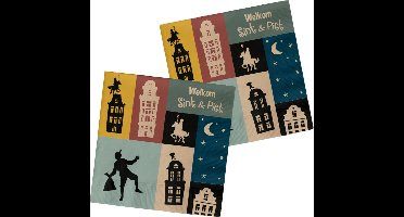 Folat - Servetten - 'Welkom Sint & Piet' 33 x 33 cm - 20 stuks - Welkom Sinterklaas - Sinterklaas versiering - Sinterklaas intocht - Sinterklaas en Piet -sinterklaas Cadeautjes