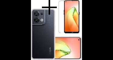 Hoesje - Met Screenprotector - Geschikt voor OPPO Reno 8 - Sterk & Shockproof - Back Cover - Siliconen Case - Telefoon Hoes - Transparant