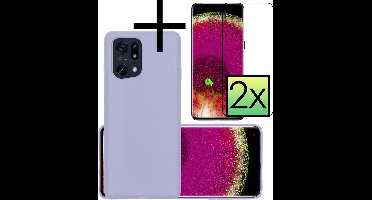 Hoesje - Met 2x Screenprotector - Geschikt voor OPPO Find X5 Pro - Sterk & Shockproof - Back Cover - Siliconen Case - Telefoon Hoes - Lila